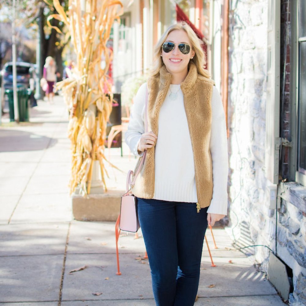 J. CREW Plush Fleece Excursion Vest Gold Hickory